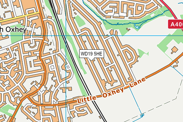 WD19 5HE map - OS VectorMap District (Ordnance Survey)