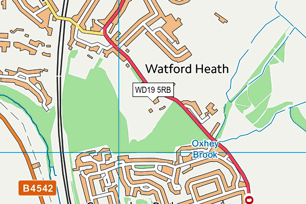 WD19 5RB map - OS VectorMap District (Ordnance Survey)