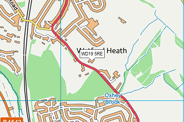 WD19 5RE map - OS VectorMap District (Ordnance Survey)