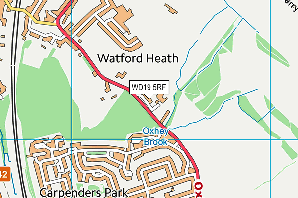 WD19 5RF map - OS VectorMap District (Ordnance Survey)