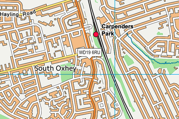 WD19 6RU map - OS VectorMap District (Ordnance Survey)