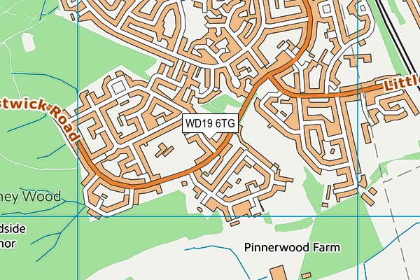 WD19 6TG map - OS VectorMap District (Ordnance Survey)