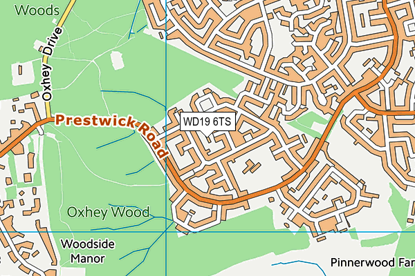 WD19 6TS map - OS VectorMap District (Ordnance Survey)