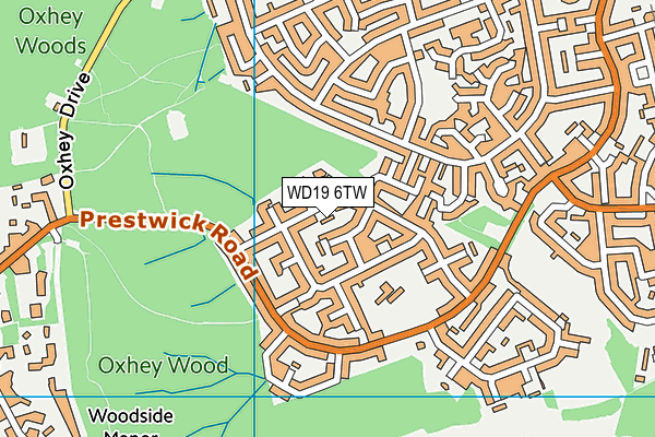 WD19 6TW map - OS VectorMap District (Ordnance Survey)