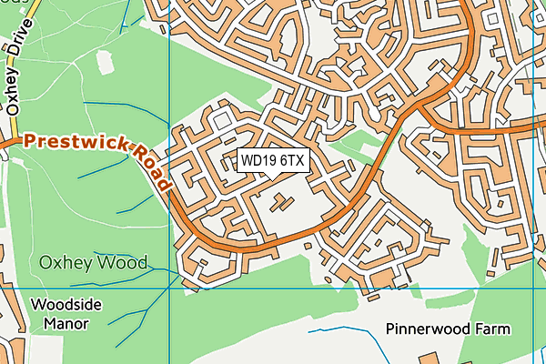 WD19 6TX map - OS VectorMap District (Ordnance Survey)