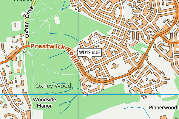 WD19 6UE map - OS VectorMap District (Ordnance Survey)
