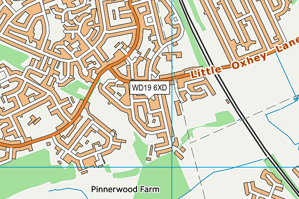WD19 6XD map - OS VectorMap District (Ordnance Survey)