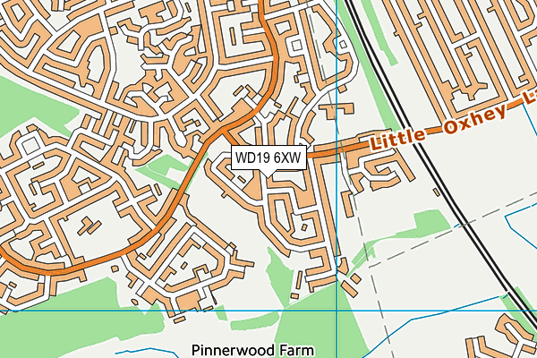 WD19 6XW map - OS VectorMap District (Ordnance Survey)