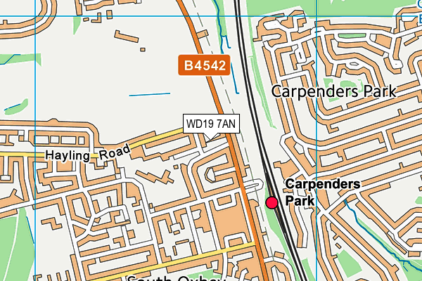 WD19 7AN map - OS VectorMap District (Ordnance Survey)