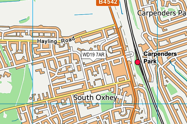 WD19 7AR map - OS VectorMap District (Ordnance Survey)