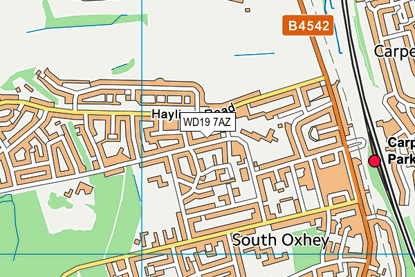 WD19 7AZ map - OS VectorMap District (Ordnance Survey)