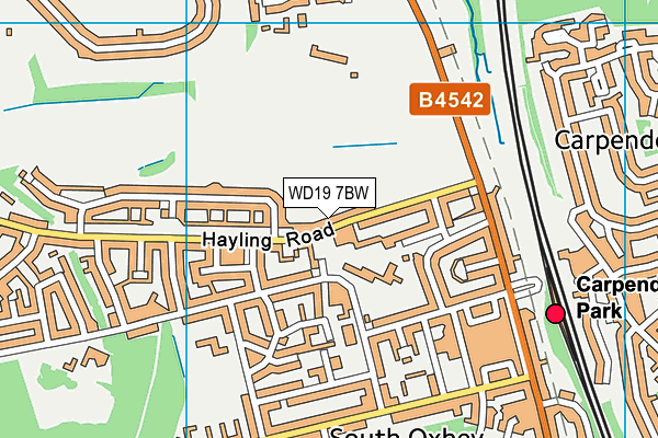 WD19 7BW map - OS VectorMap District (Ordnance Survey)