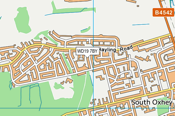 WD19 7BY map - OS VectorMap District (Ordnance Survey)