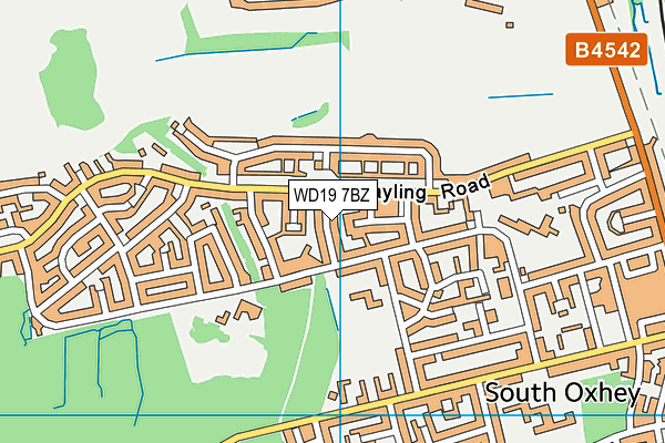 WD19 7BZ map - OS VectorMap District (Ordnance Survey)