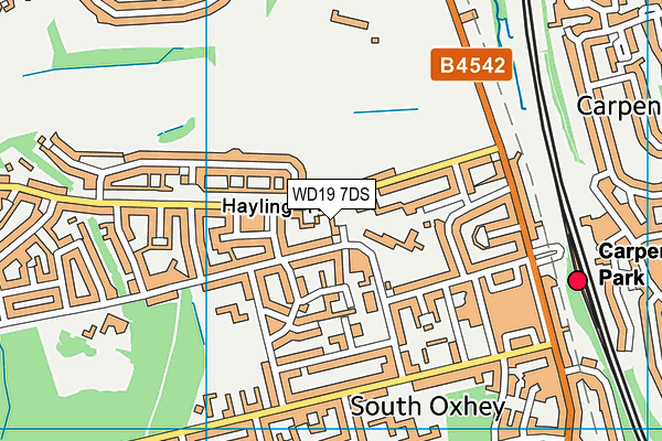 WD19 7DS map - OS VectorMap District (Ordnance Survey)