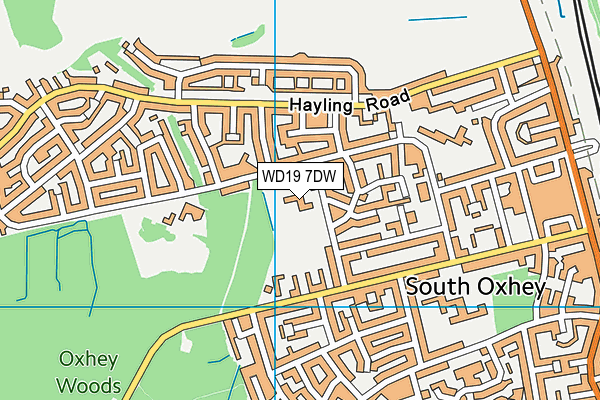 WD19 7DW map - OS VectorMap District (Ordnance Survey)