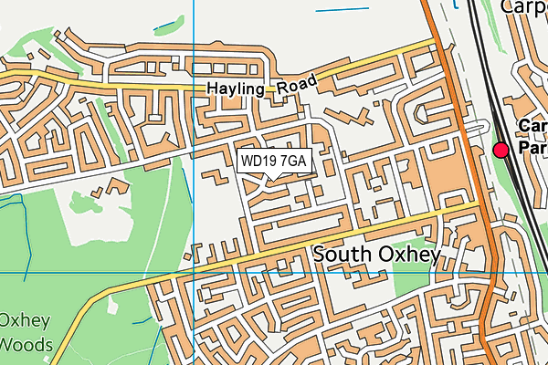 WD19 7GA map - OS VectorMap District (Ordnance Survey)