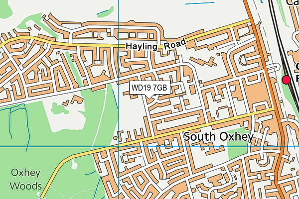 WD19 7GB map - OS VectorMap District (Ordnance Survey)