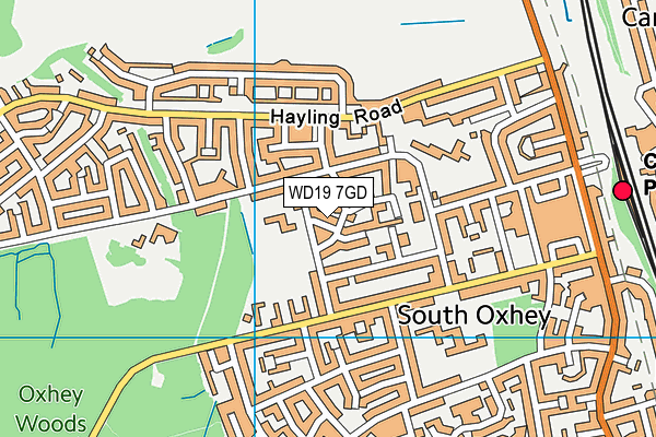 WD19 7GD map - OS VectorMap District (Ordnance Survey)