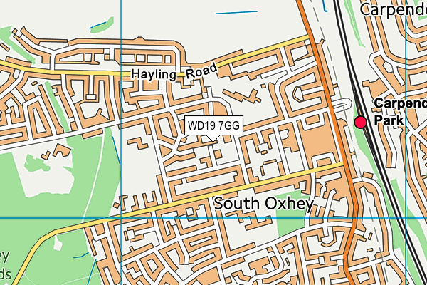 WD19 7GG map - OS VectorMap District (Ordnance Survey)