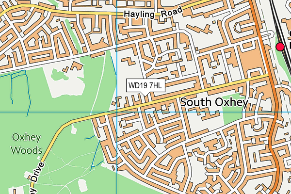 WD19 7HL map - OS VectorMap District (Ordnance Survey)