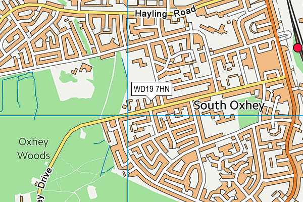 WD19 7HN map - OS VectorMap District (Ordnance Survey)