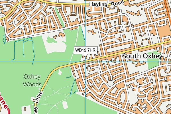 WD19 7HR map - OS VectorMap District (Ordnance Survey)