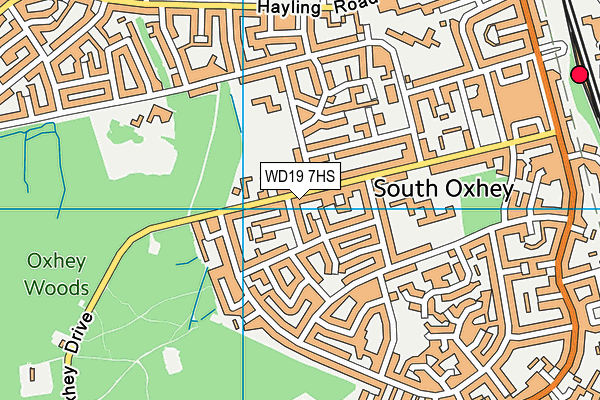 WD19 7HS map - OS VectorMap District (Ordnance Survey)