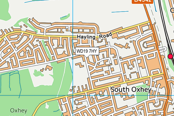 WD19 7HY map - OS VectorMap District (Ordnance Survey)