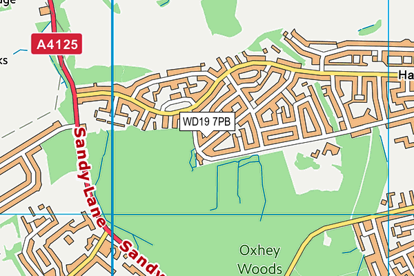 WD19 7PB map - OS VectorMap District (Ordnance Survey)
