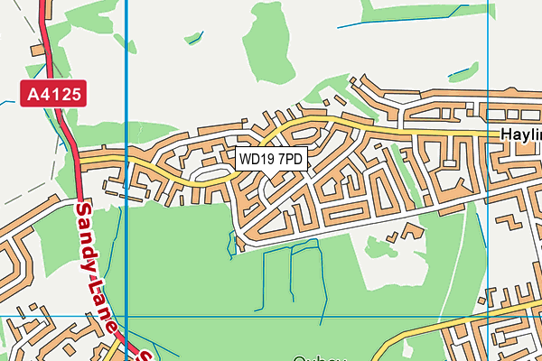 WD19 7PD map - OS VectorMap District (Ordnance Survey)