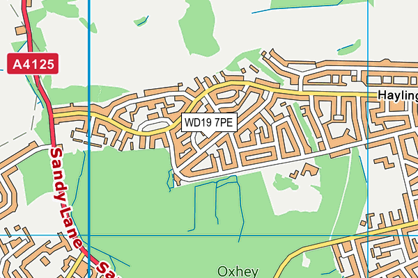 WD19 7PE map - OS VectorMap District (Ordnance Survey)