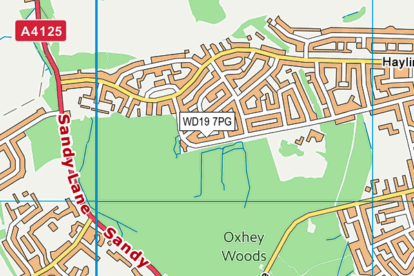 WD19 7PG map - OS VectorMap District (Ordnance Survey)