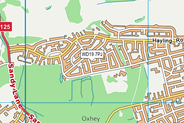 WD19 7PJ map - OS VectorMap District (Ordnance Survey)