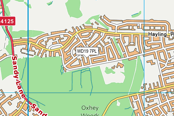 WD19 7PL map - OS VectorMap District (Ordnance Survey)