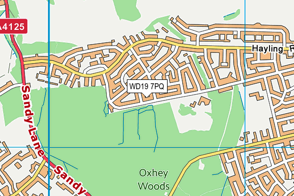 WD19 7PQ map - OS VectorMap District (Ordnance Survey)