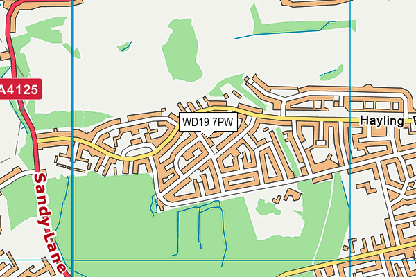 WD19 7PW map - OS VectorMap District (Ordnance Survey)