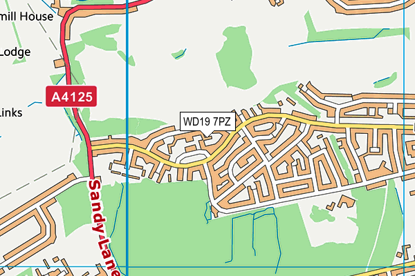 WD19 7PZ map - OS VectorMap District (Ordnance Survey)