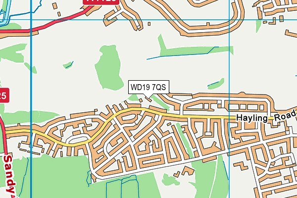 WD19 7QS map - OS VectorMap District (Ordnance Survey)