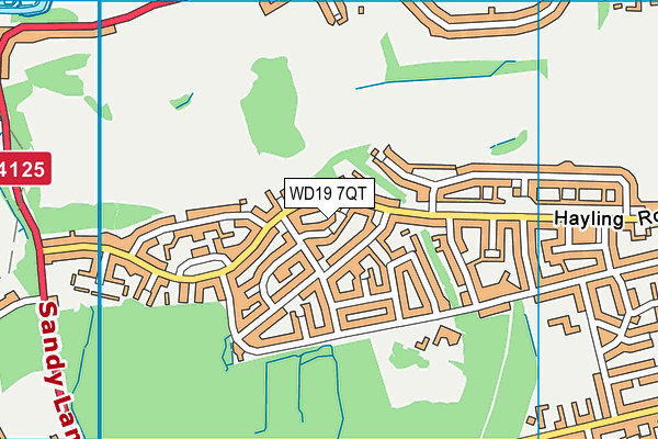 WD19 7QT map - OS VectorMap District (Ordnance Survey)