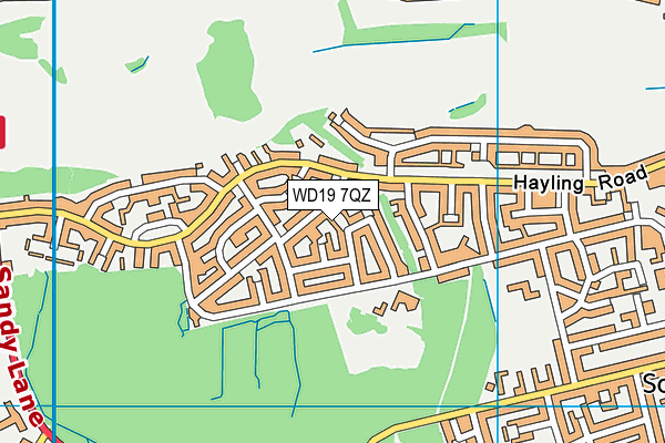 WD19 7QZ map - OS VectorMap District (Ordnance Survey)