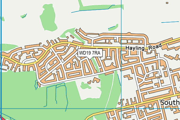 WD19 7RA map - OS VectorMap District (Ordnance Survey)