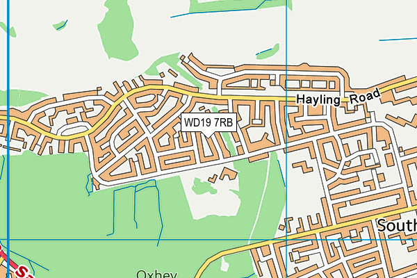 WD19 7RB map - OS VectorMap District (Ordnance Survey)