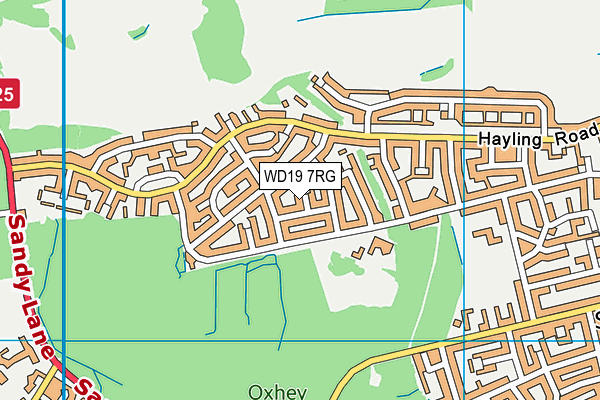 WD19 7RG map - OS VectorMap District (Ordnance Survey)