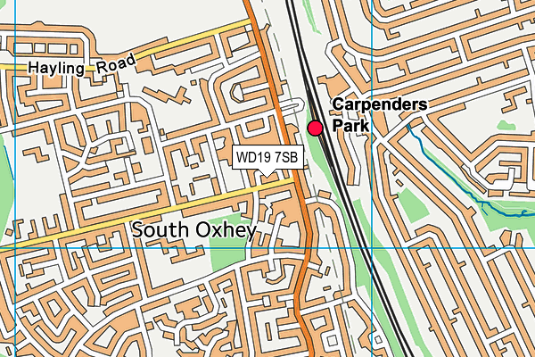 WD19 7SB map - OS VectorMap District (Ordnance Survey)