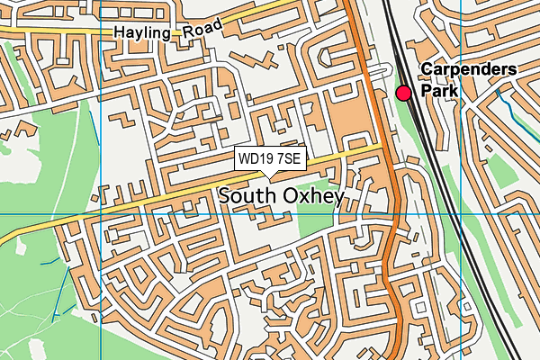 WD19 7SE map - OS VectorMap District (Ordnance Survey)