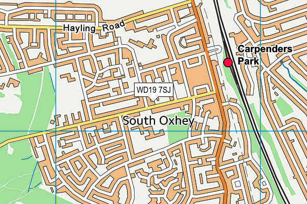 WD19 7SJ map - OS VectorMap District (Ordnance Survey)