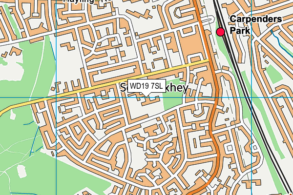 WD19 7SL map - OS VectorMap District (Ordnance Survey)