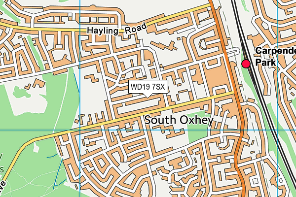 WD19 7SX map - OS VectorMap District (Ordnance Survey)