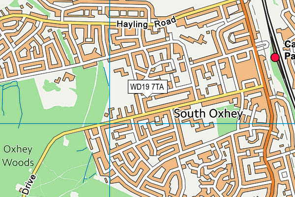 WD19 7TA map - OS VectorMap District (Ordnance Survey)